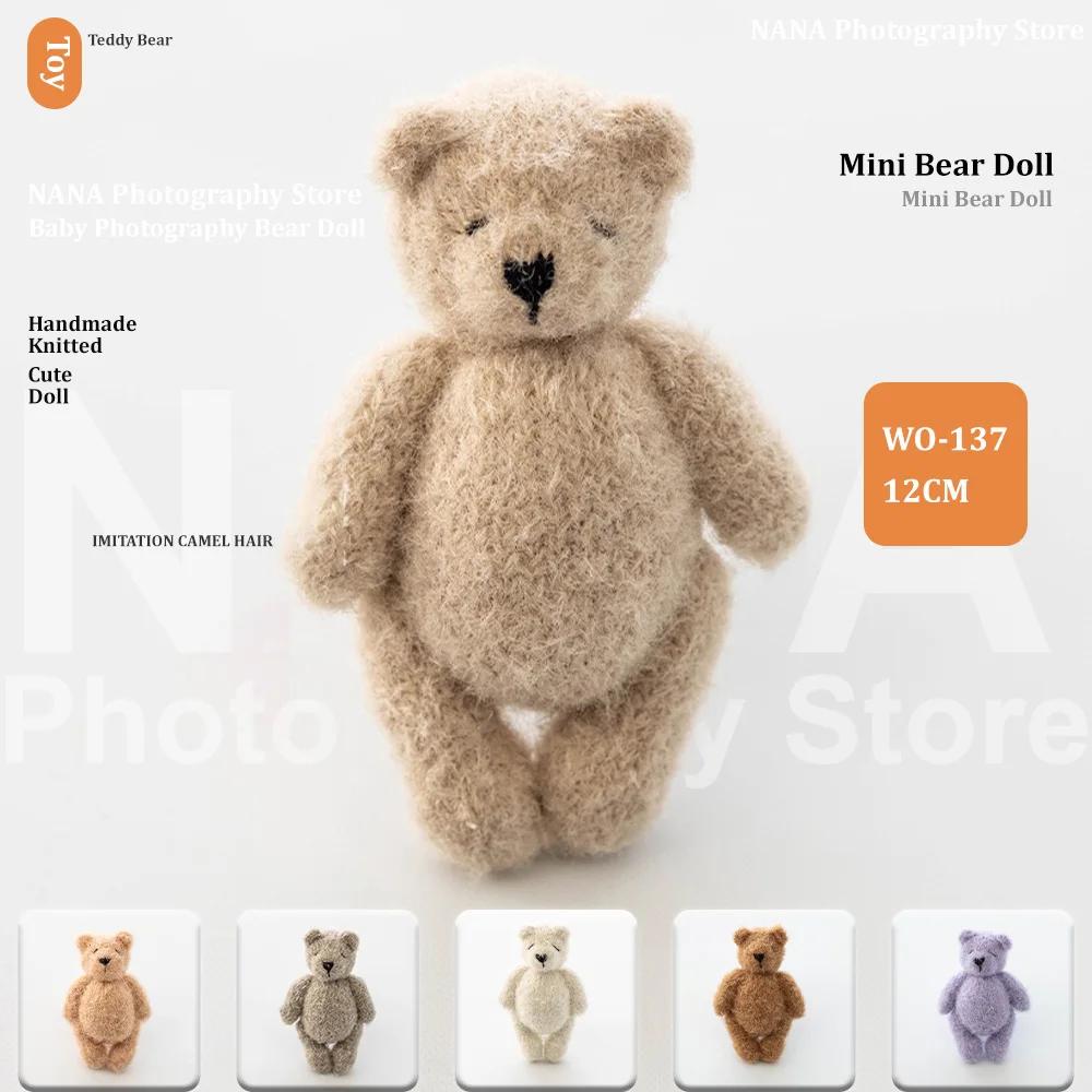 Bonbons ours en peluche tricotés à la main, jouet de photographie Mohair, mignon Crochet, Image anim