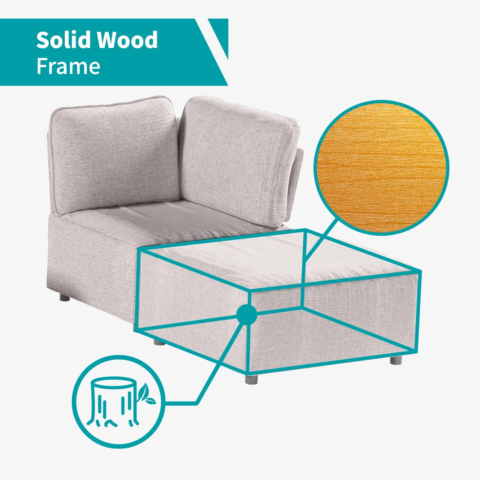 HORGgland-Canapé sectionnel modulaire en forme de U, canapé convertible aéré, pouf réversible, 6 pla