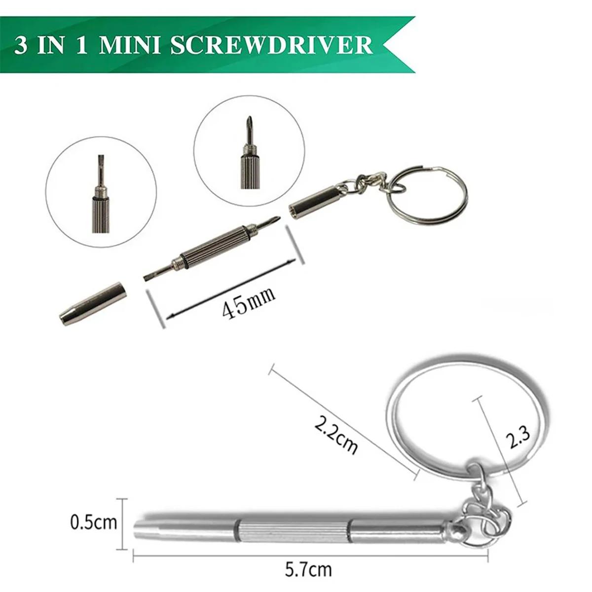 Mini tournevis 3 en 1, lunettes optiques, lunettes portables, Kit de réparation de montre, outil man