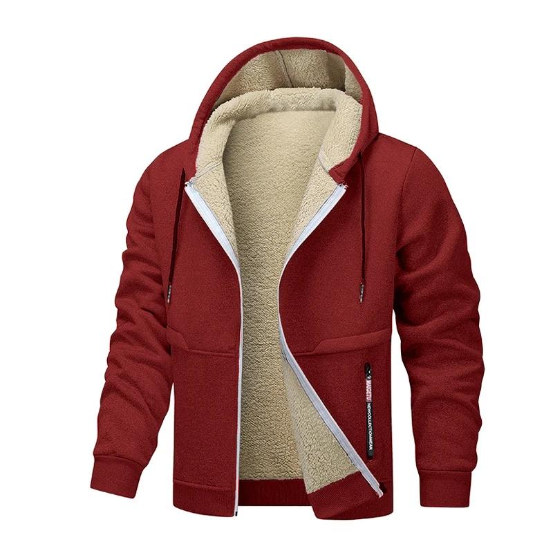 Sweat-shirt à capuche décontracté pour hommes, jeu d'animaux, polaire épaisse, doublure Sherpa, vest