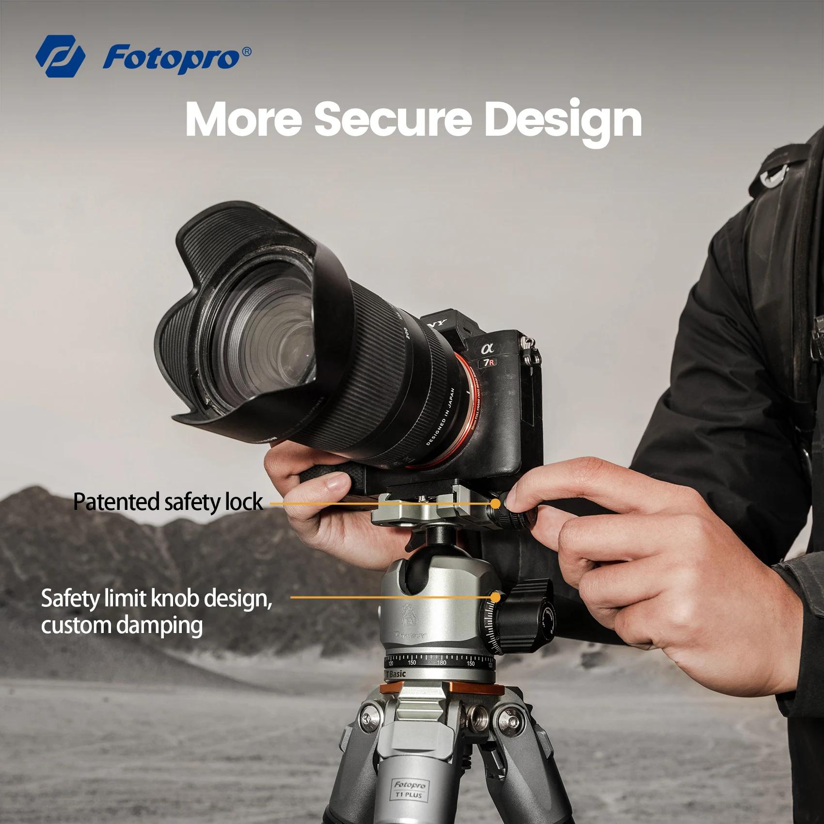 Fotopro T1 Plus trépied de voyage professionnel trépied en Fiber de carbone robuste avec rotule à pr