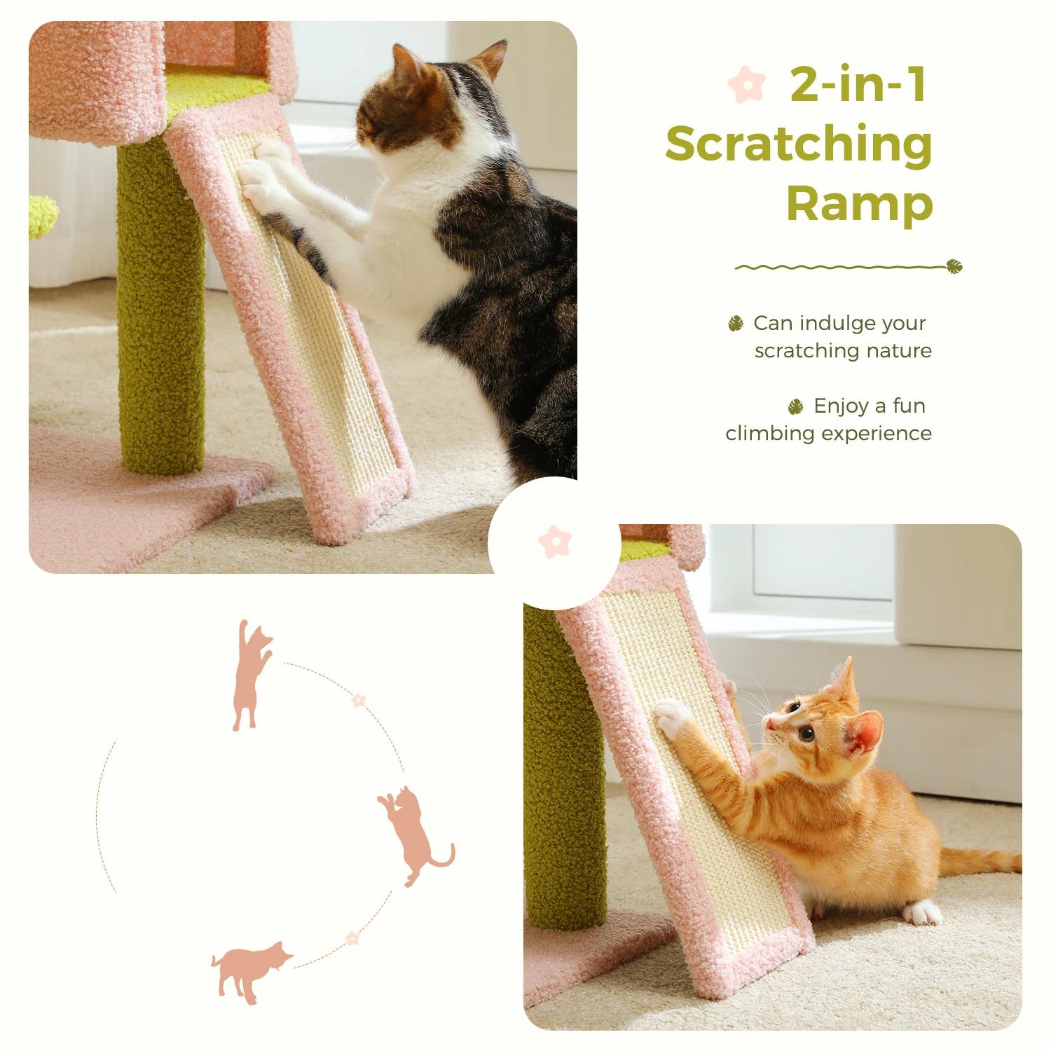 Tour d'arbre à chat à plusieurs niveaux avec poteaux à gratter recouverts de sisal, condo mignon pou