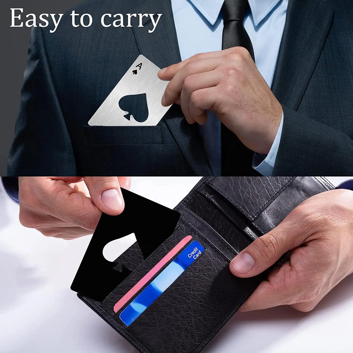 Ouvre-bouteille créatif en forme de Poker, en acier inoxydable, format carte de crédit, Bar, Restaur