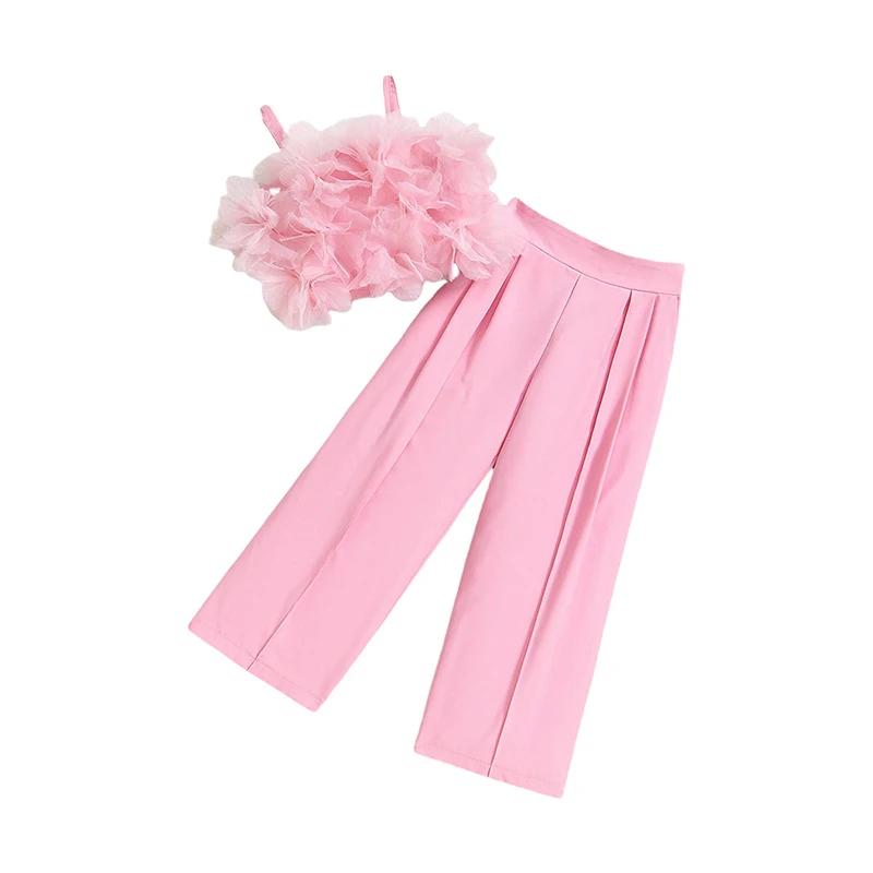 Ensemble de vêtements d'été pour filles, tenue de princesse florale, pantalon à jambes larges, à la