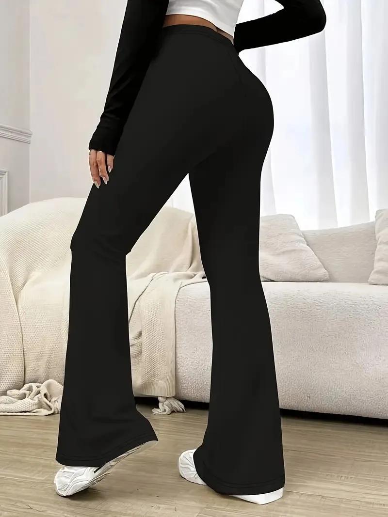 Pantalons de yoga évasés taille haute pour femmes, leggings noirs sexy, pantalons décontractés, bas
