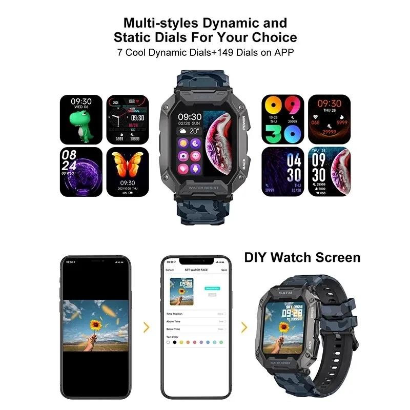 Montre intelligente étanche IP68 Iko pour hommes, horloge intelligente de natation, sports de plein