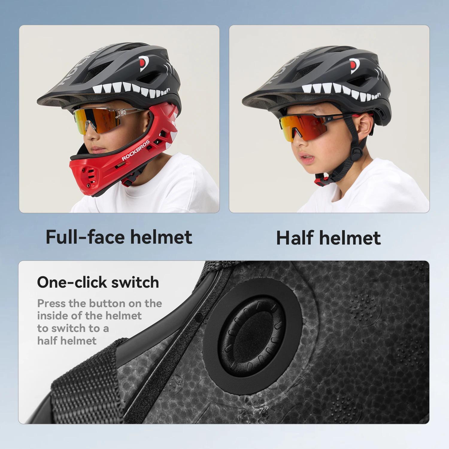 ROCKBROS casque de cyclisme enfant résistant aux chocs casque croisé détachable casque intégral Prot