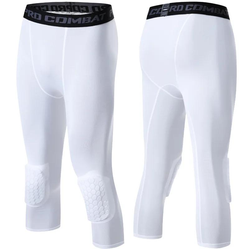 Pantalon court de sport pour hommes, Leggings de course rembourrés, jogging, Compression élastique,