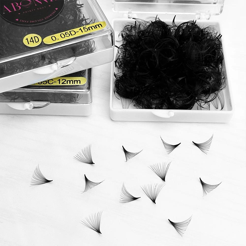 Abonnie 18mm Extensions de cils pré-faits en éventail à base pointue pour volume intense