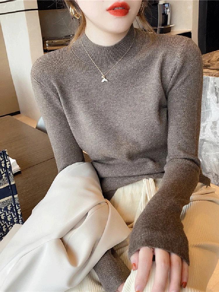Pull col roulé AOSSVIAO pour femme, nouvelle collection 2026, hauts extensibles, pulls tricotés à ma