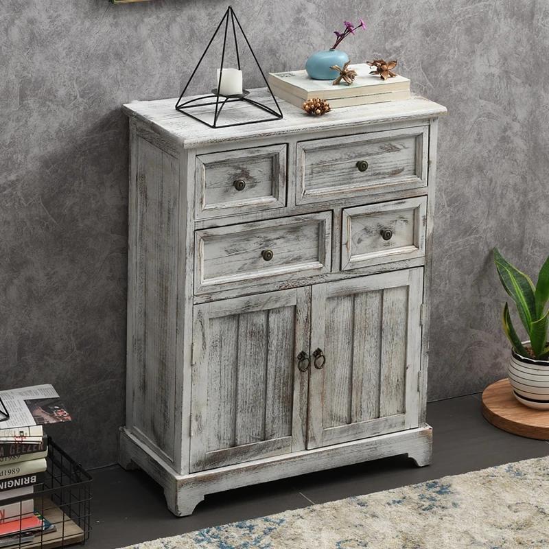  Buffet méditerranéen en détresse : Armoire de rangement en bois massif à mortaise et ténon pour