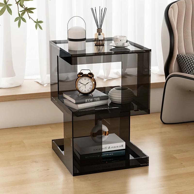 Table d'appoint de canapé en acrylique minimaliste, organisateur d'angle créatif, support de rangeme