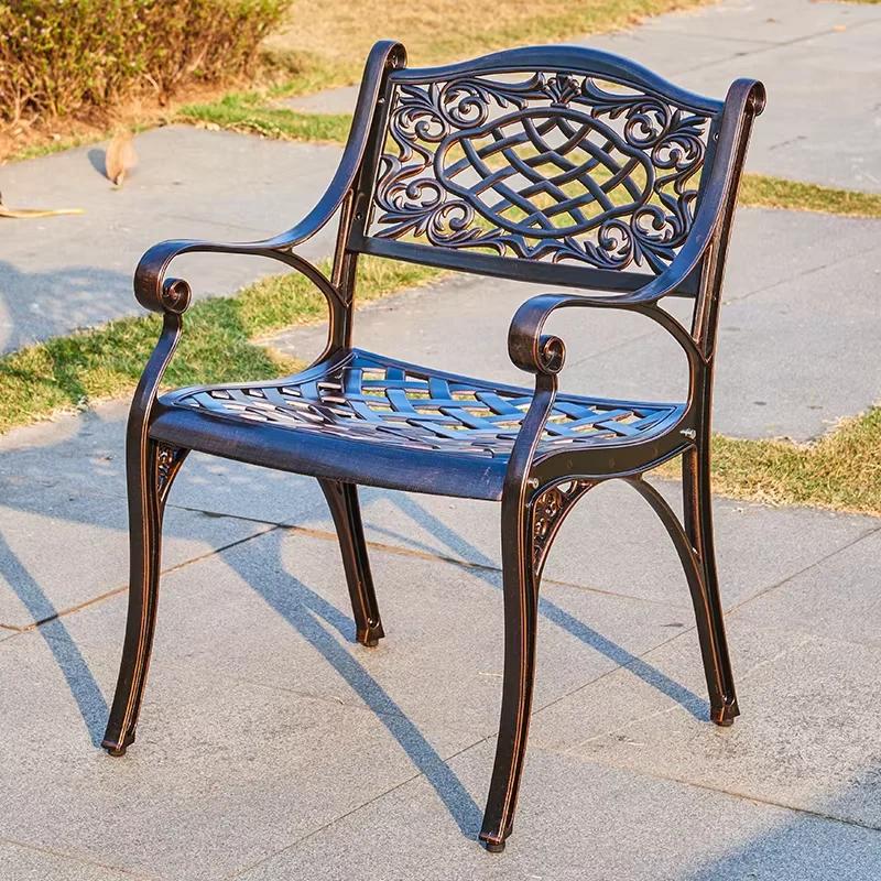 Chaise de jardin européenne en aluminium moulé, chaises en métal antirouille, meubles de loisirs éta
