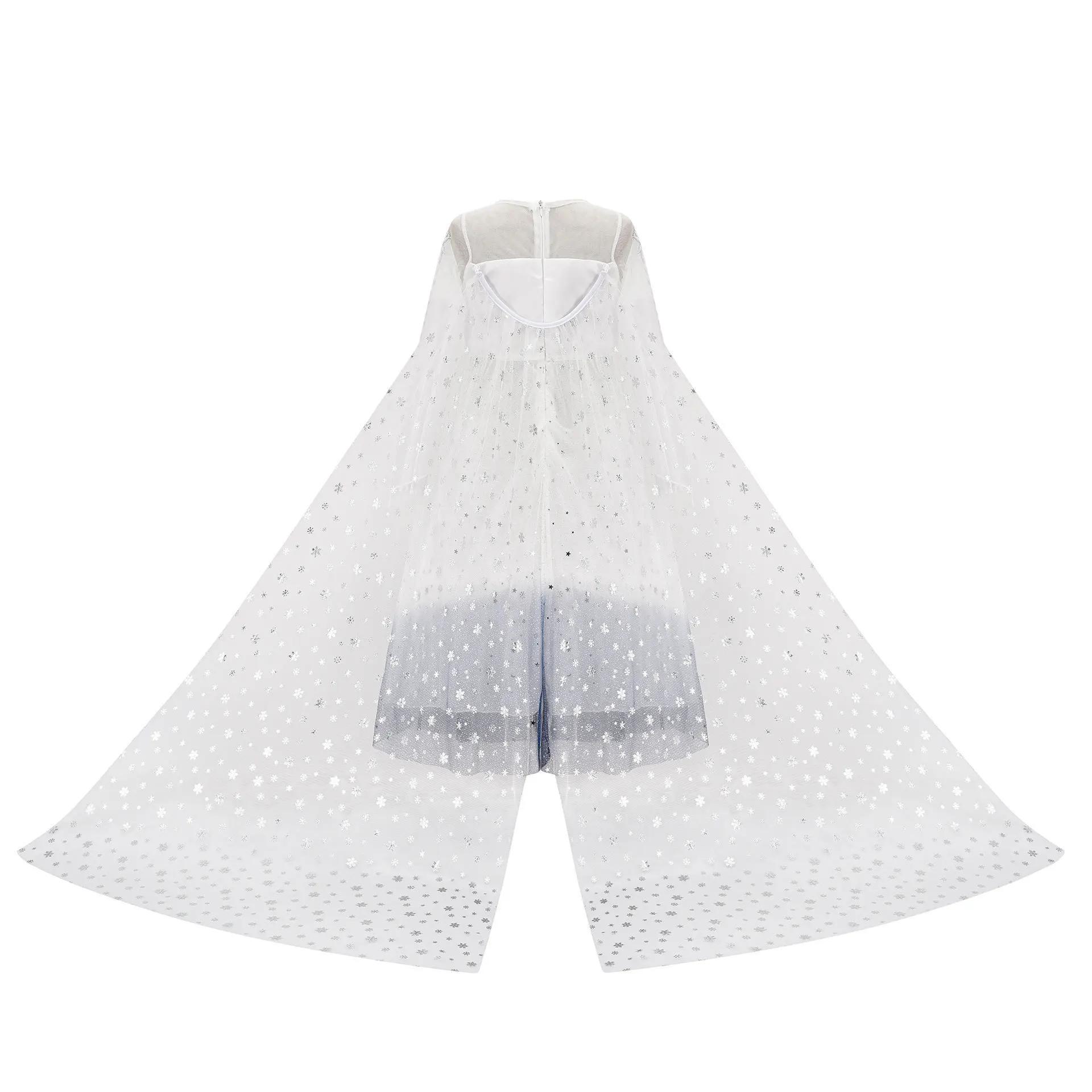 Robe de princesse Elsa blanche la reine des neiges Disney pour filles, Costume fantaisie Cosplay, vê