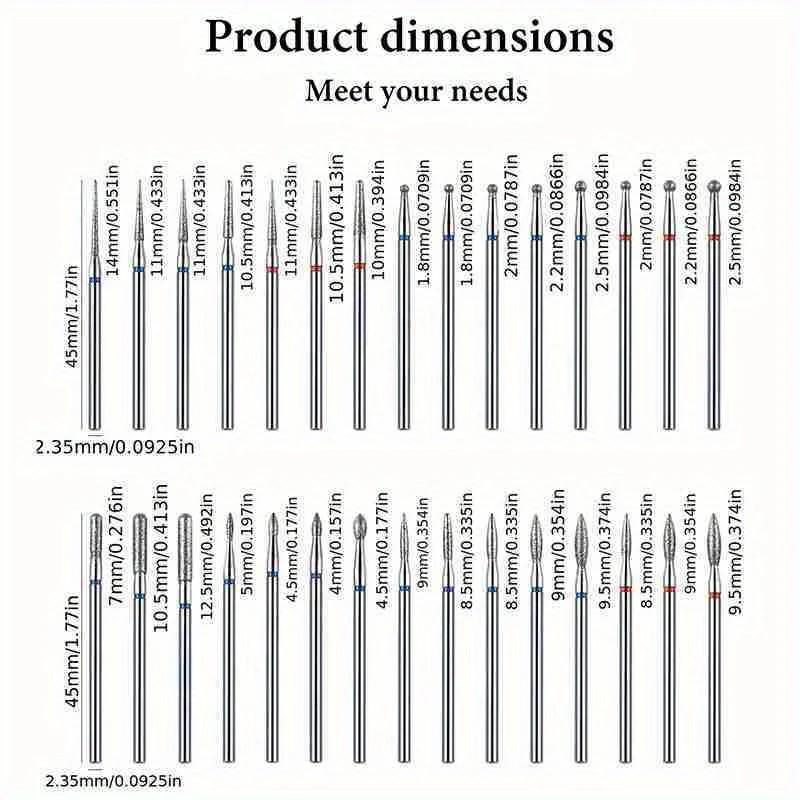 30 pièces/boîte diamant foret à ongles rotatif fraises électriques pour pédicure manucure fichiers c