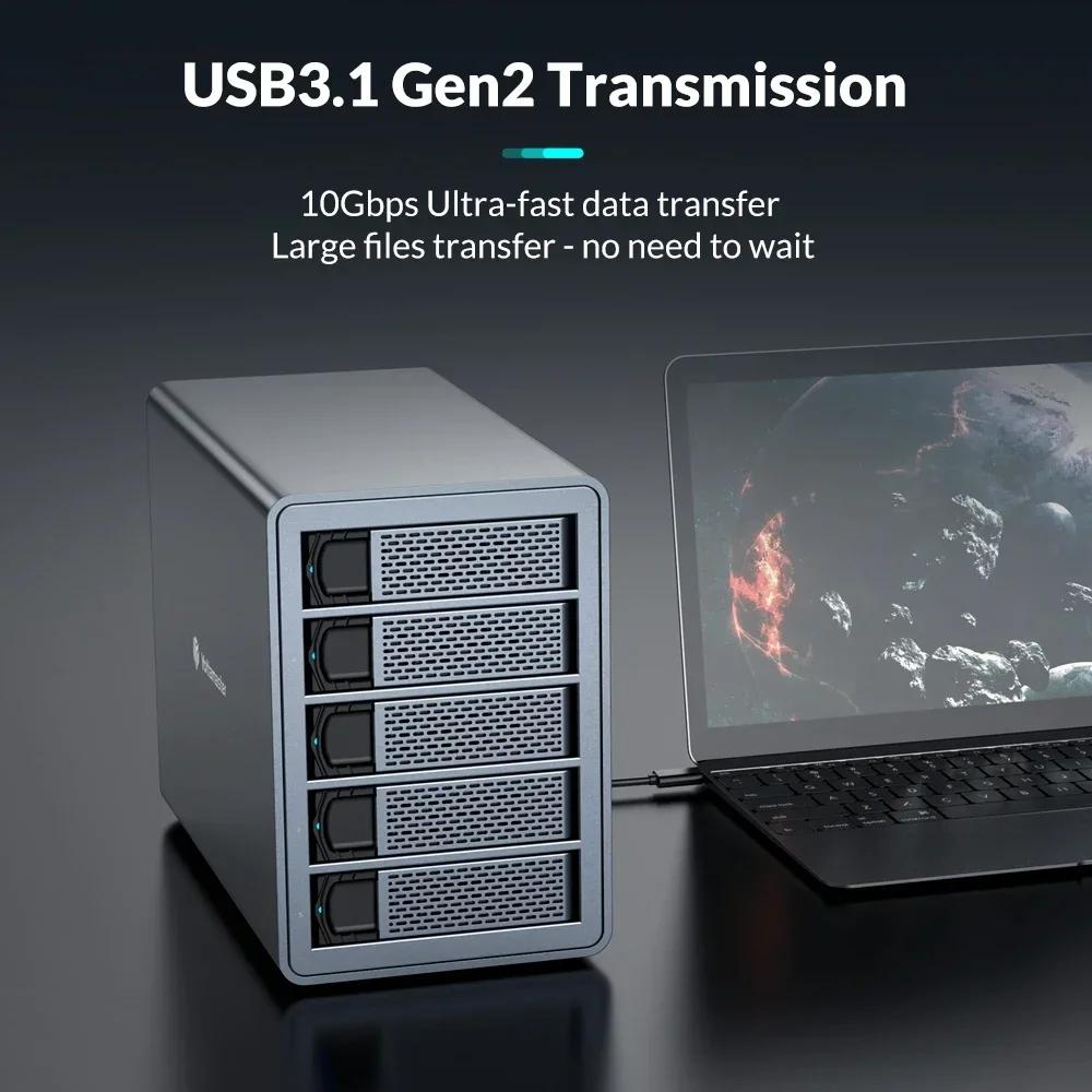 Boîtier de disque dur Yottamaster 5 baies USB3.1 (GEN2) type-c boîtier de disque dur externe prise e