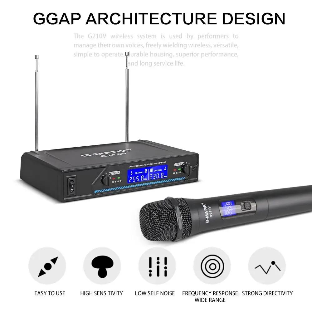 Microphone sans fil G-MARK G210V Professionnel 2 Canaux De Poche Karaoké Mic Pour Fête Réunion Églis