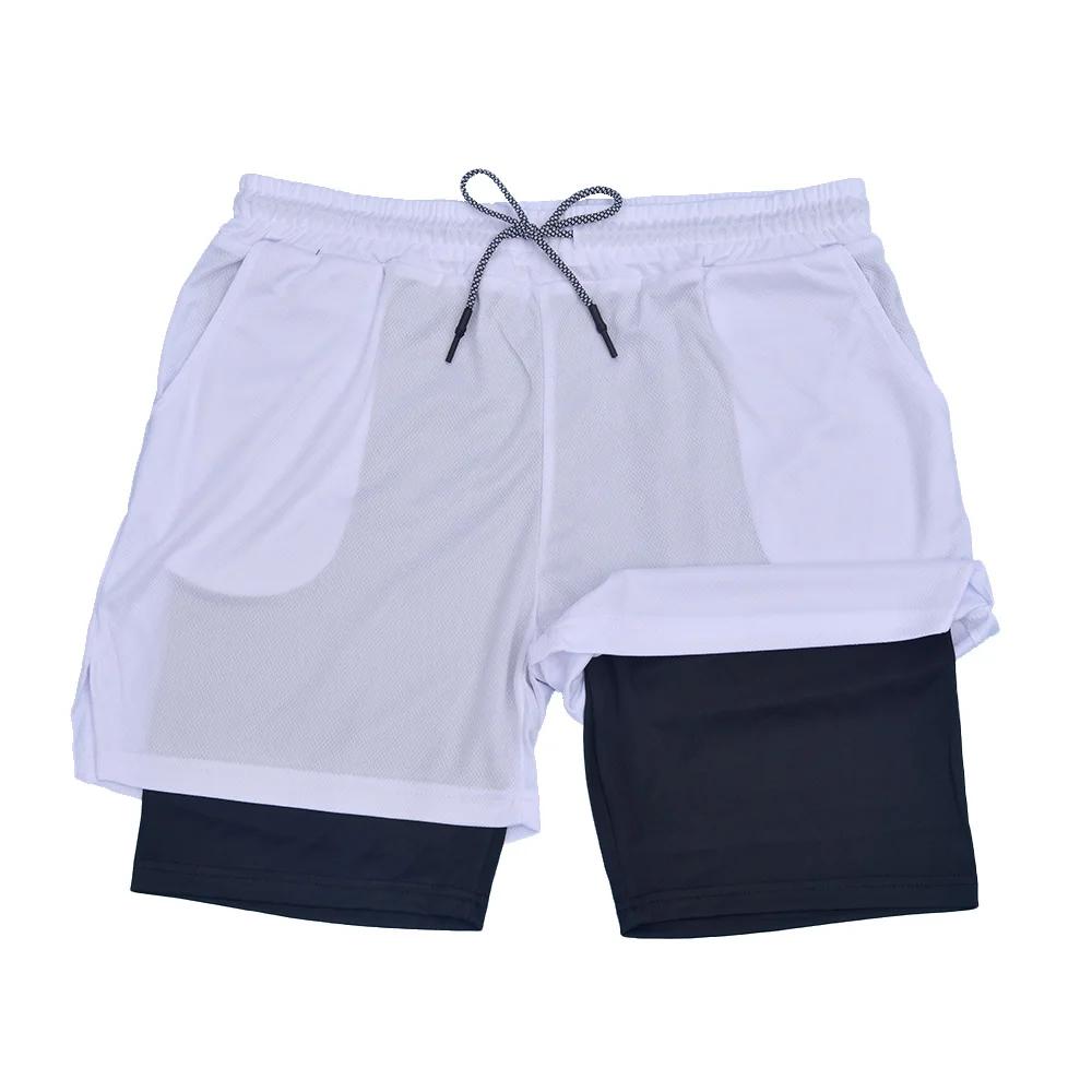 Short de Fitness Double couche pour hommes, short de sport 2 en 1, séchage rapide, entraînement, Jog