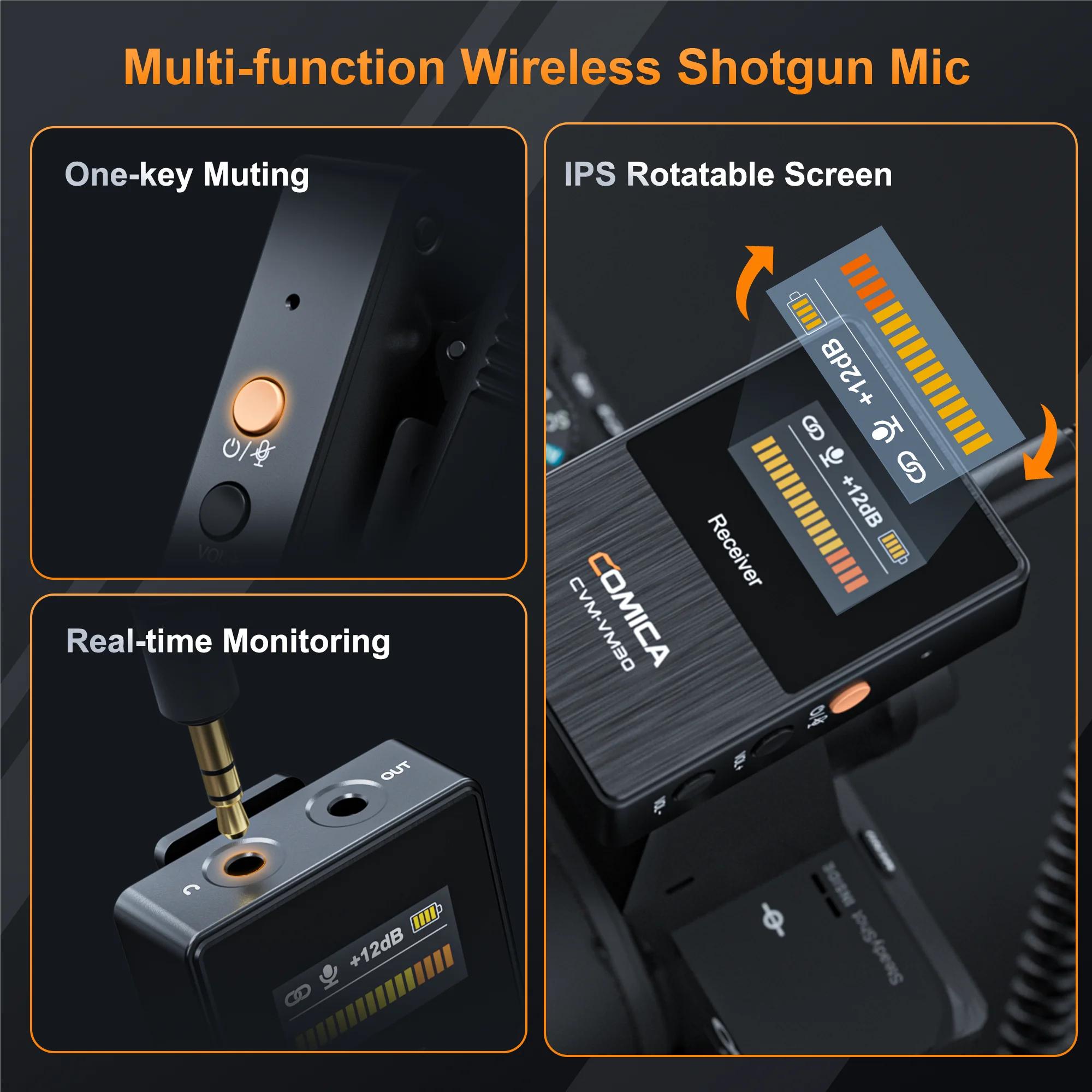 Microphone sans fil COMICA VM30 2.4G super cardioïde à condensateur avec contrôle de gain pour appar