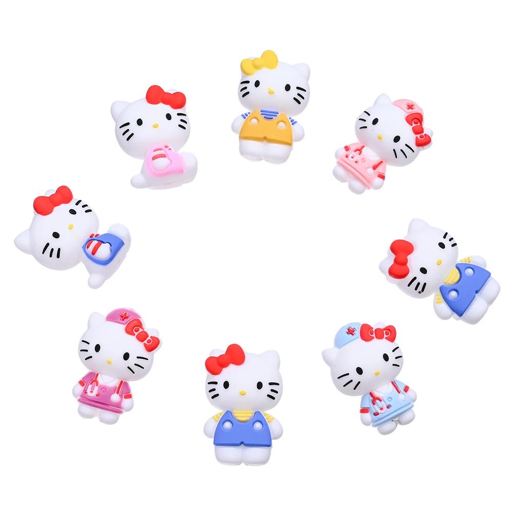 Perles en Silicone sur le thème Sanrio 3D, 7 pièces, perles de mise au point Hello Kitty pour bricol
