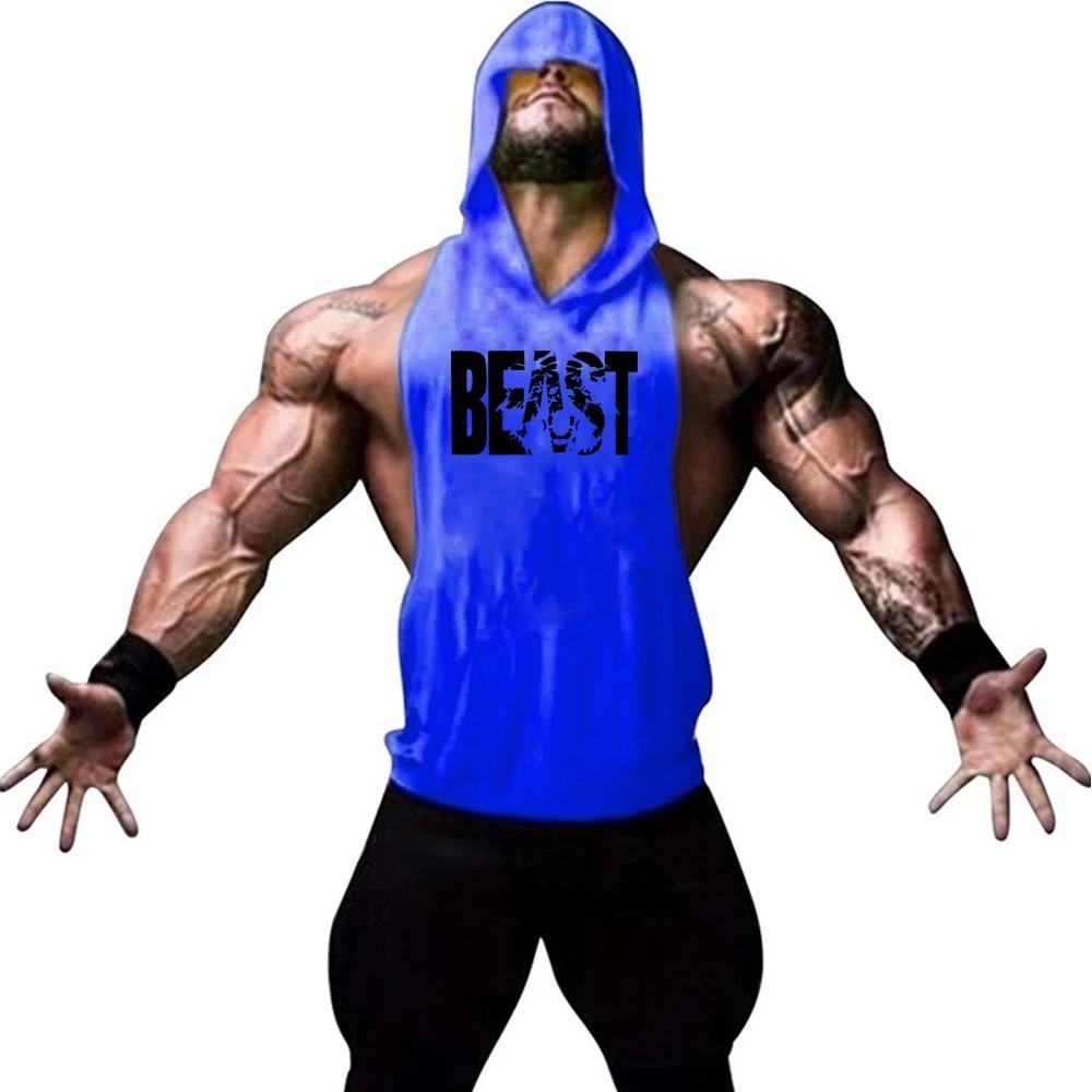 Gilet à capuche confortable hommes sweat décontracté fitness entraînement lettre imprimée mode estivale