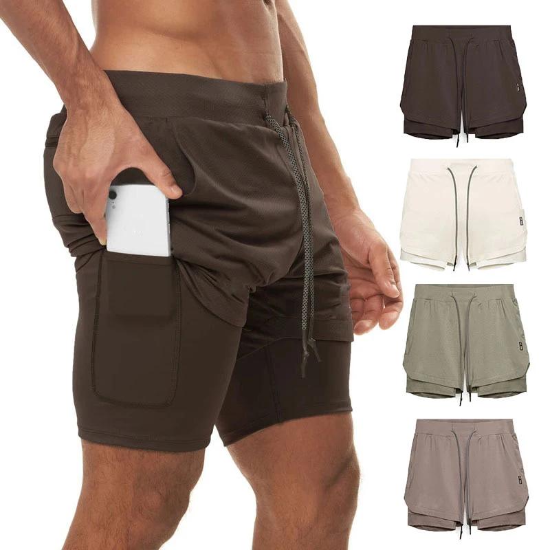 Short de jogging surdimensionné 2 en 1 pour hommes, pantalon court pour gymnases, Fitness, poche int