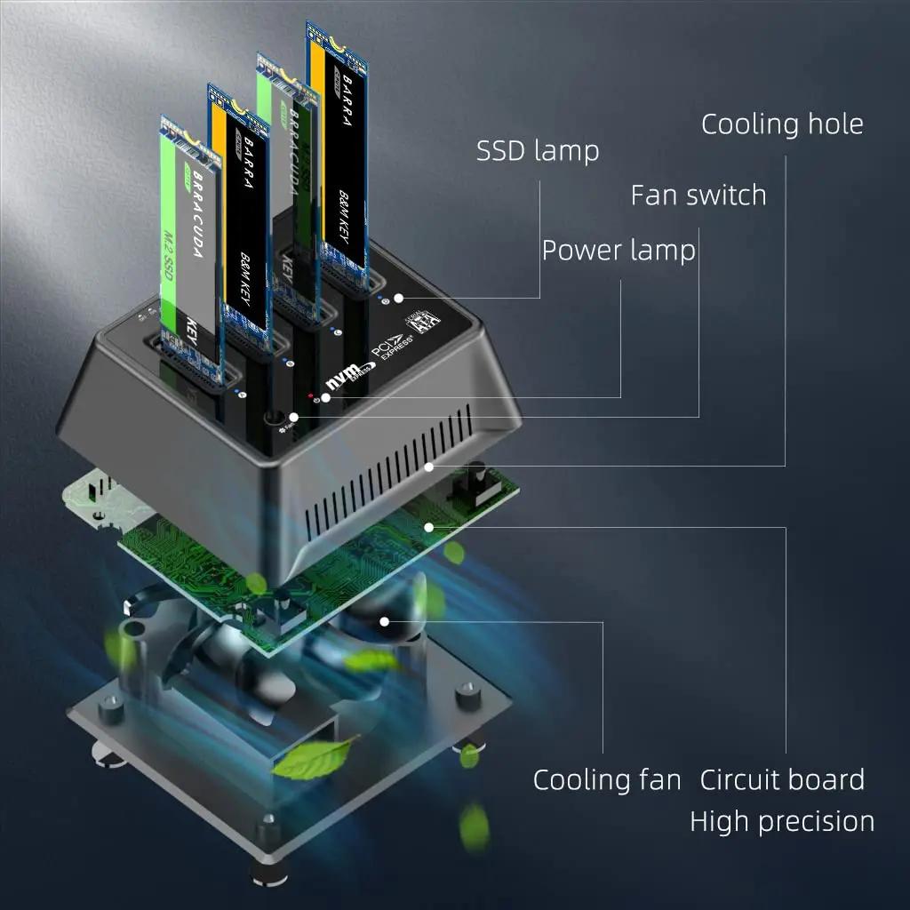 MAIWO 4 baies M2 Nvme Station d'accueil M/B clé type-c 10Gbps M.2 boîtier USB C SSD boîtier NVME et