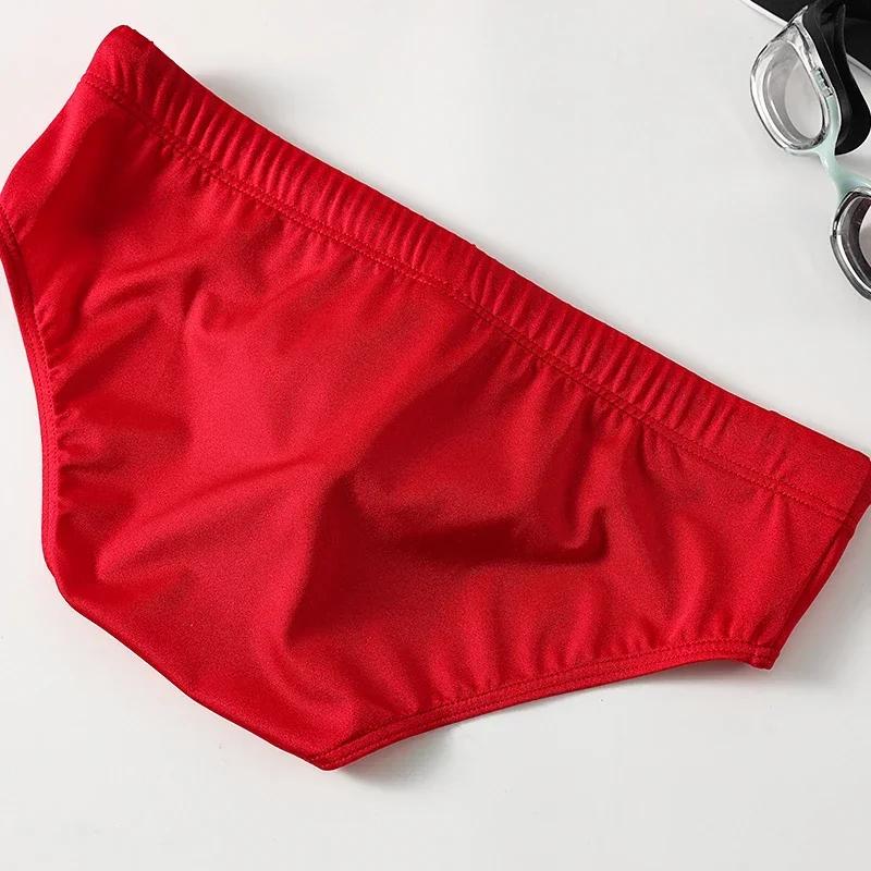 Slip de bain homme couleur unie taille basse avec cordon de serrage, séchage rapide, double couche,