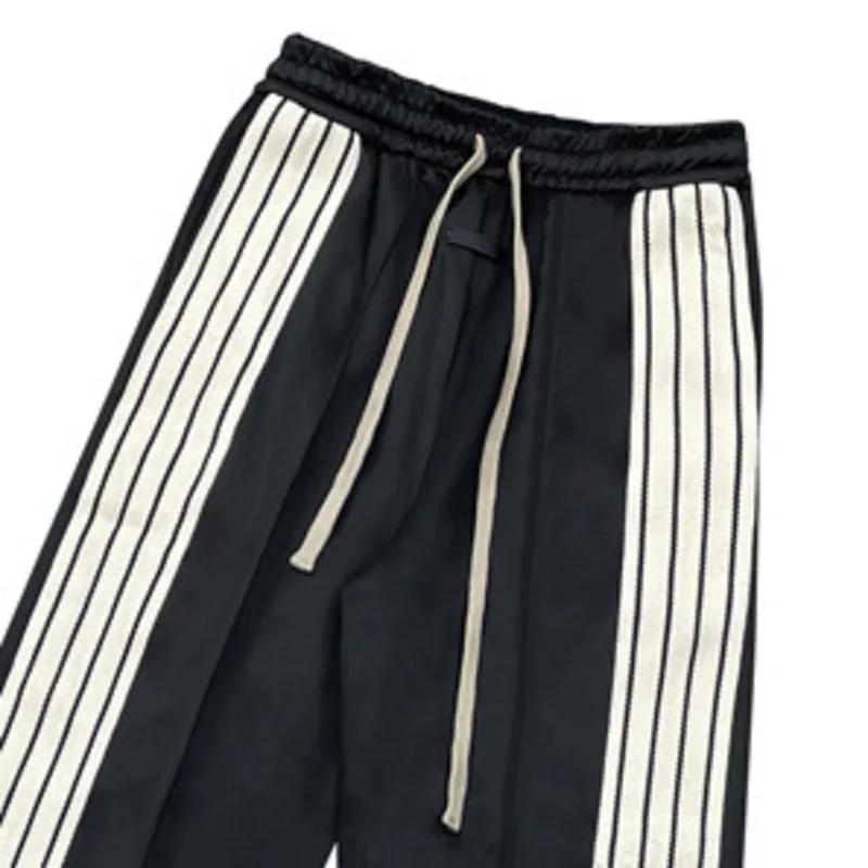 HKSH printemps automne nouveau homme marée Style américain rayé Patchwork droit décontracté pantalon