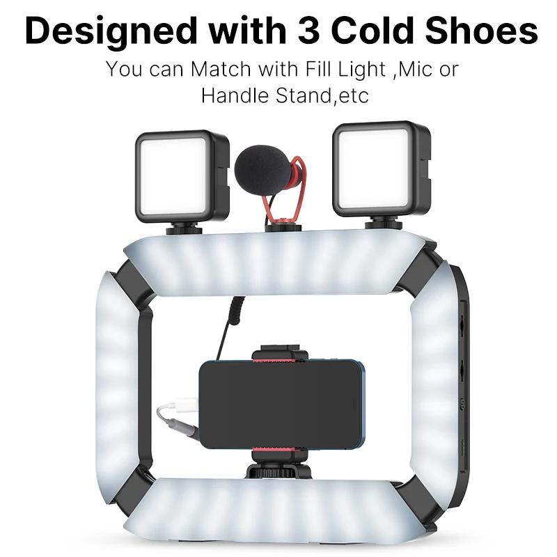 Ulanzi U200 rechargeable Smartphone plate-forme vidéo prise de vue verticale LED anneau lumineux LED