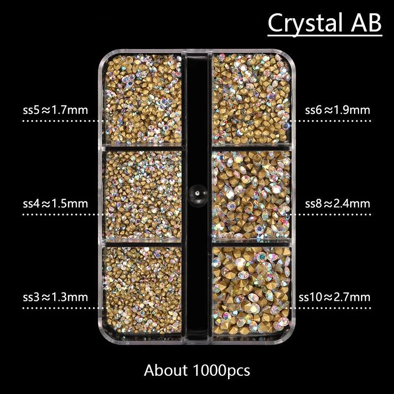 Strass en cristal pour Nail Art, 1000 pièces, verre Super brillant, fond pointu, paillettes, diamant