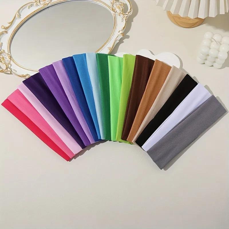 Bande de cheveux élastique bandeaux de mode couleur unie tricoté sport course Fitness Yoga bandes de