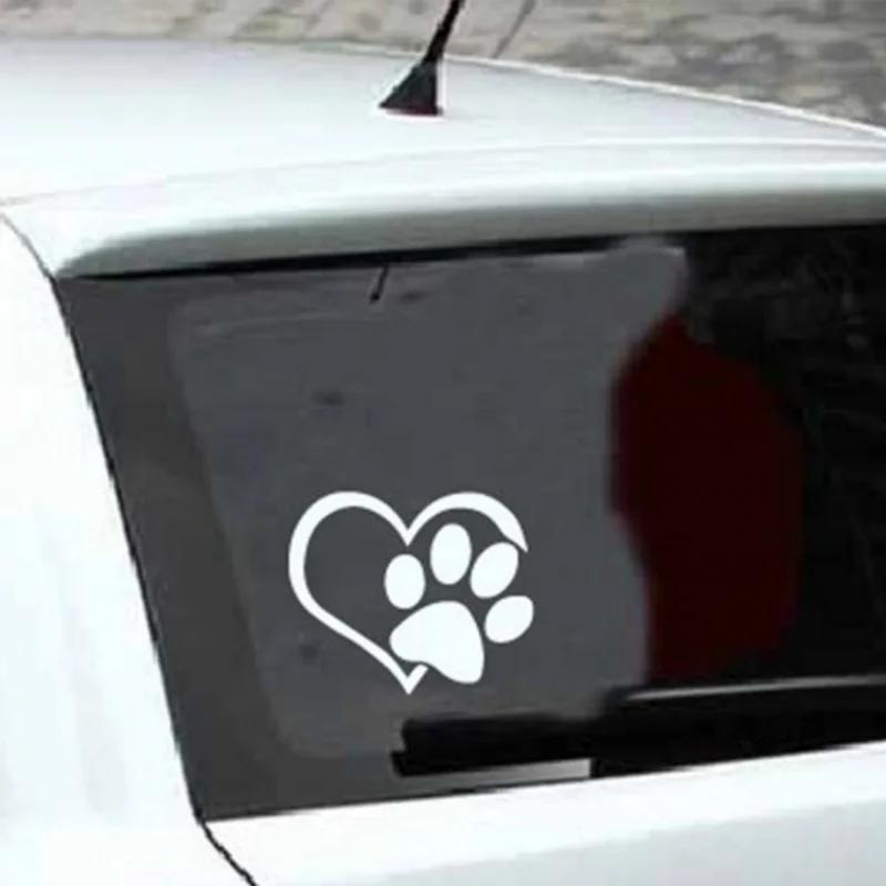 Autocollant très réfléchissant avec empreinte de patte de chien, cœur d'amour, pour pare-chocs de fe