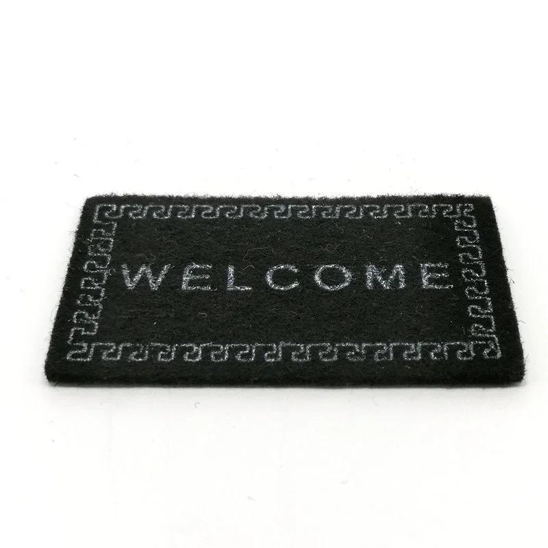 Tapis Miniature pour maison de poupée, 2 pièces, tapis de bienvenue noir, accessoires pour maison de