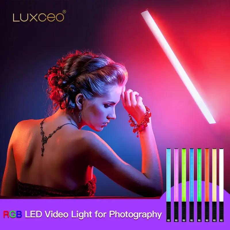 LUXCEO Q508A Tube vidéo RGB portatif bâton LED 3000K-6000K CRI 95 + Studio de photographie baguette