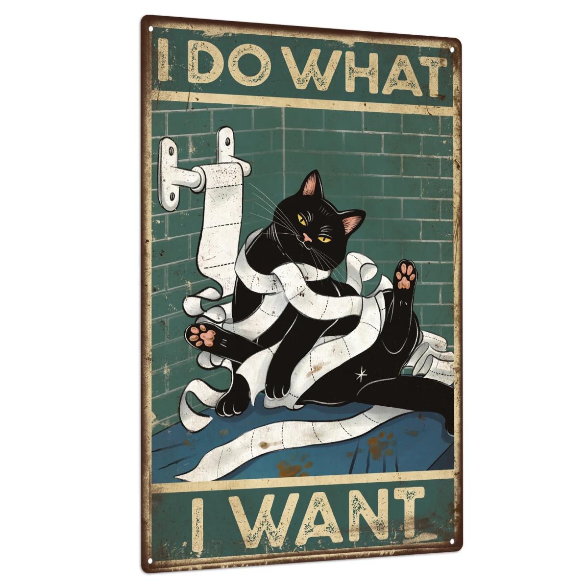 Putuo Decor-Affiche de chat noir 18/signe, décor d'art mural pour la salle des toilettes, décor HOWa