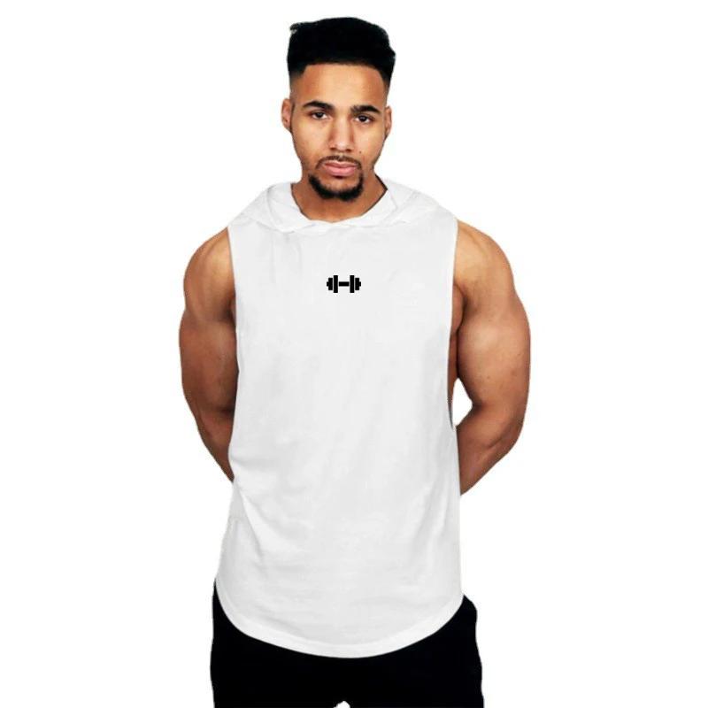 T-shirts d'été amples sans manches à capuche en coton respirant pour hommes, Singlets de Sport, déba