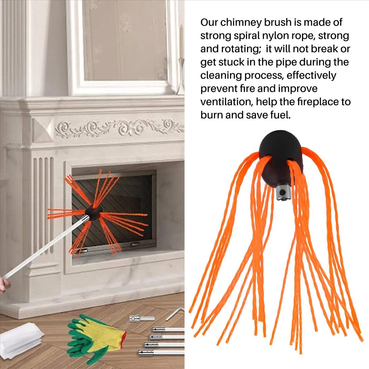 Brosse de balayage de cheminée à la mode, outil flexible, nettoyeur à distance, tête de brosses, liv