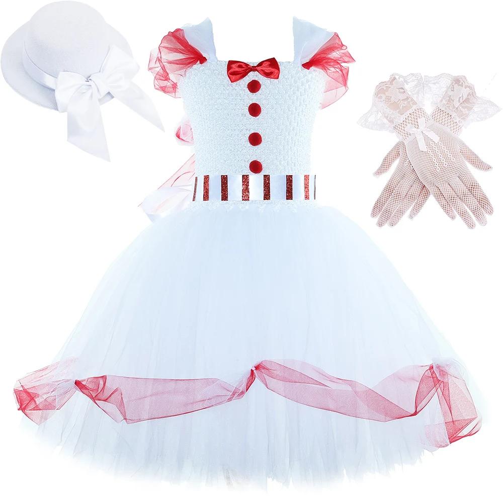 Costume magique nounou Mary Poppins pour enfants, déguisement d'halloween, robe de princesse en Tull