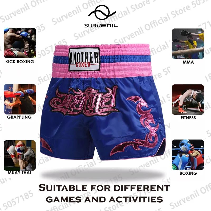 Muay Thai pantalon broderie short de boxe femmes hommes Satin combat Kickboxing maillot d'entraîneme