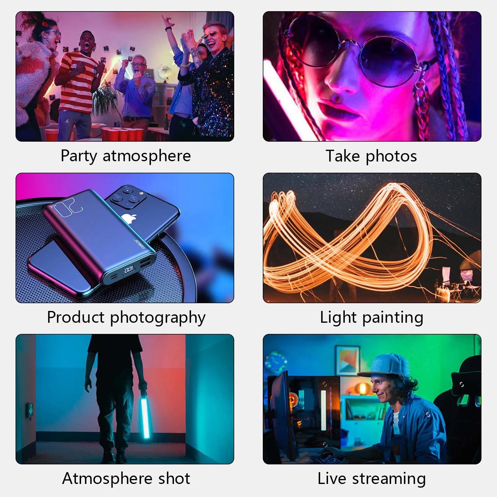 Mini éclairage photographique magnétique RGB 2700-7500K, bâton de lumière de remplissage LED portati