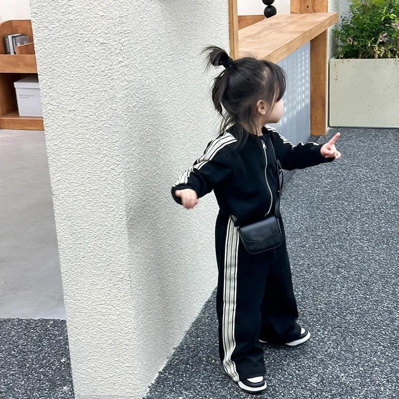 Ensembles décontractés à la mode pour filles, costumes de sport pour enfants, veste à manches longue