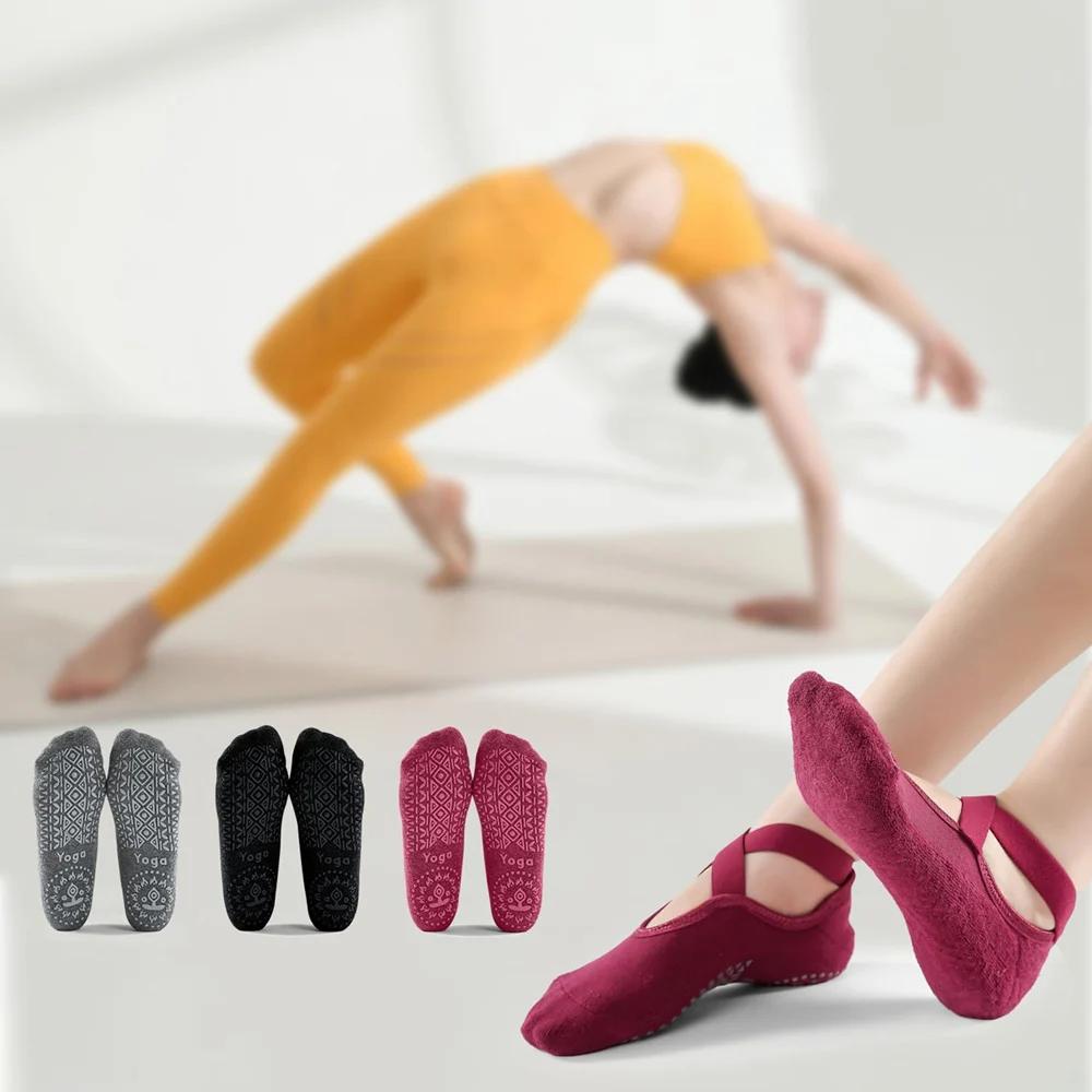 3 paires de chaussettes de Yoga pour femmes, chaussettes de Ballet antidérapantes en Silicone, Pilat