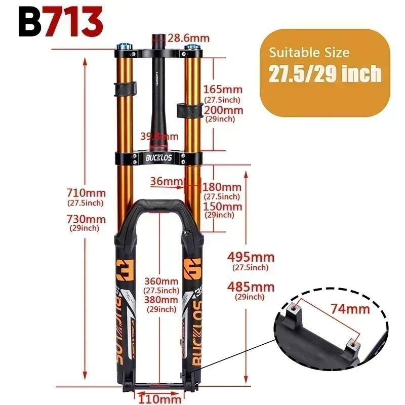 BUCKLOS – fourche à Suspension de vélo de descente, 27.5/29 pouces, 15x110mm, course 180mm, fourche