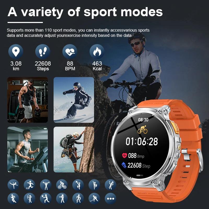 LIGE K66 montre intelligente hommes lampe de poche Bluetooth appel 1.85 pouces 128 mo de mémoire 730