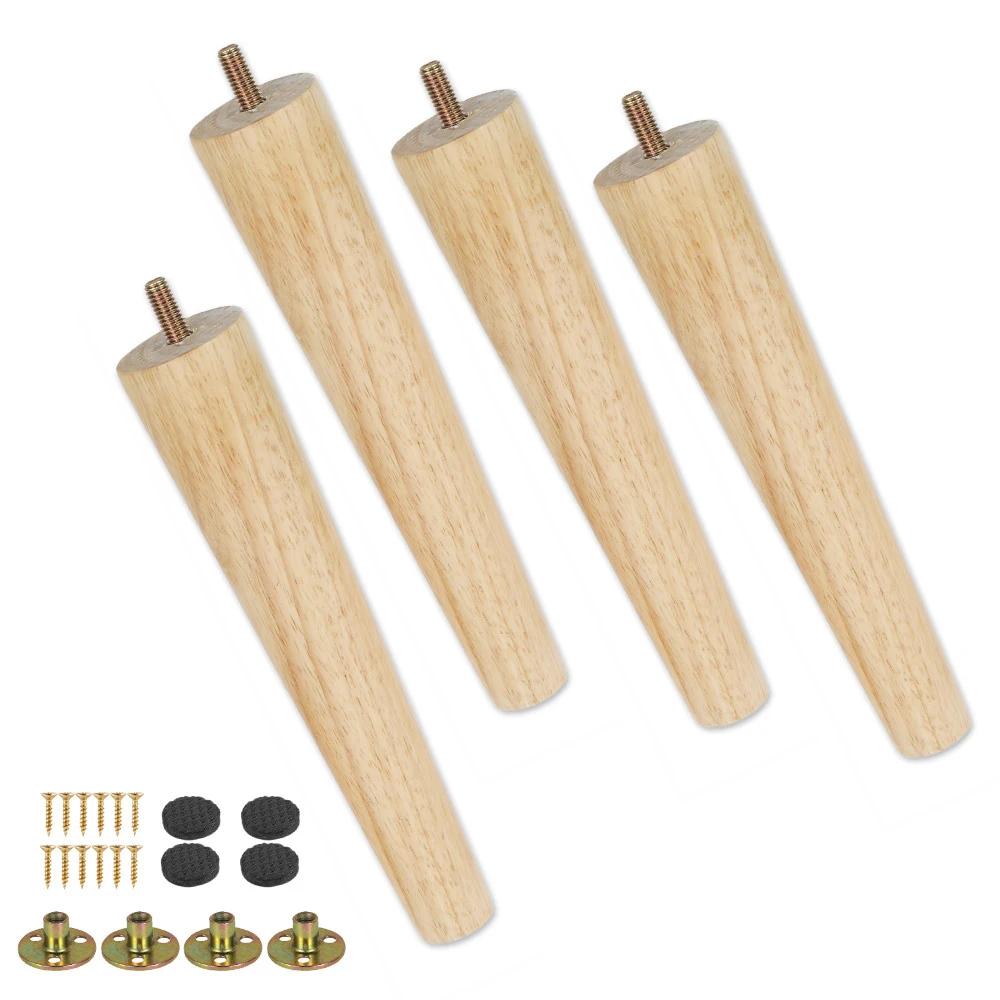 4 ensembles de pieds de meubles en bois massif, Kit de pieds de Table droits obliques, pieds de chai