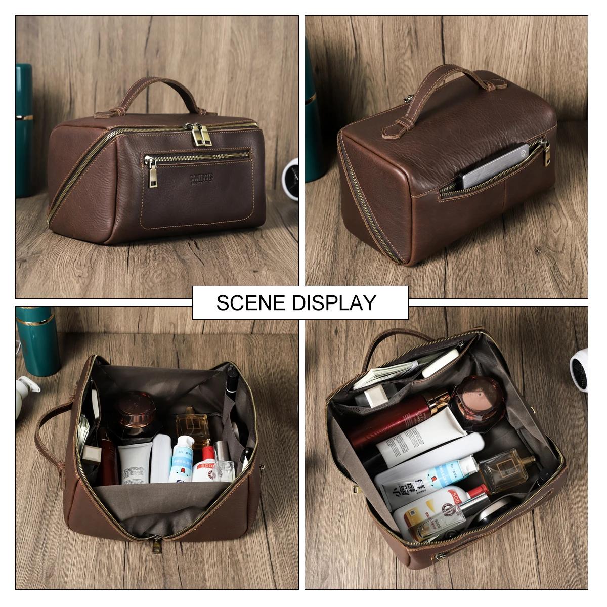 CONTACT'S sacs à cosmétiques en cuir véritable pour hommes sac de maquillage de haute qualité sac de