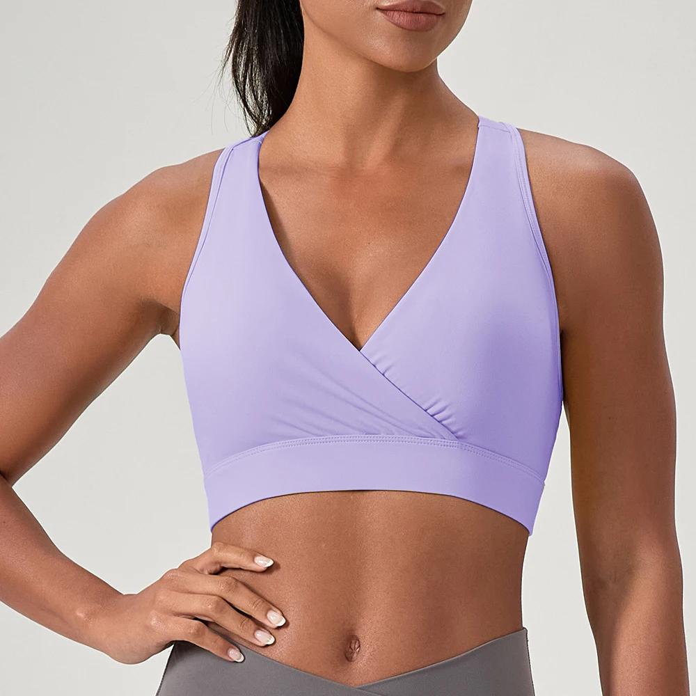 Soutien-gorge de Sport pour femmes, débardeur de Fitness, Yoga, Sexy, décolleté en v profond, sous-v