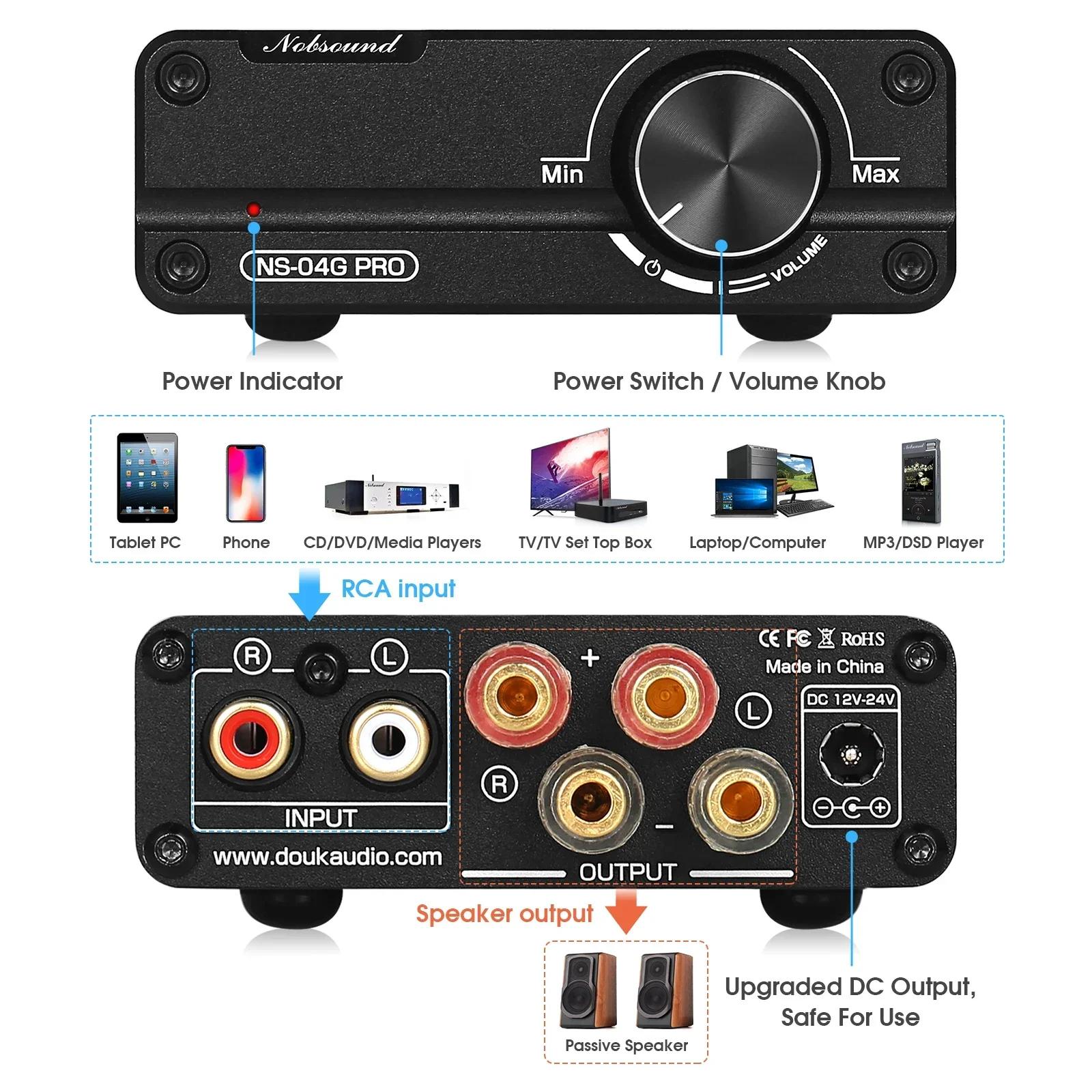 Nobsound NS-04G PRO Mini amplificateur de puissance numérique HiFi stéréo 2.0 canaux classe D Home D