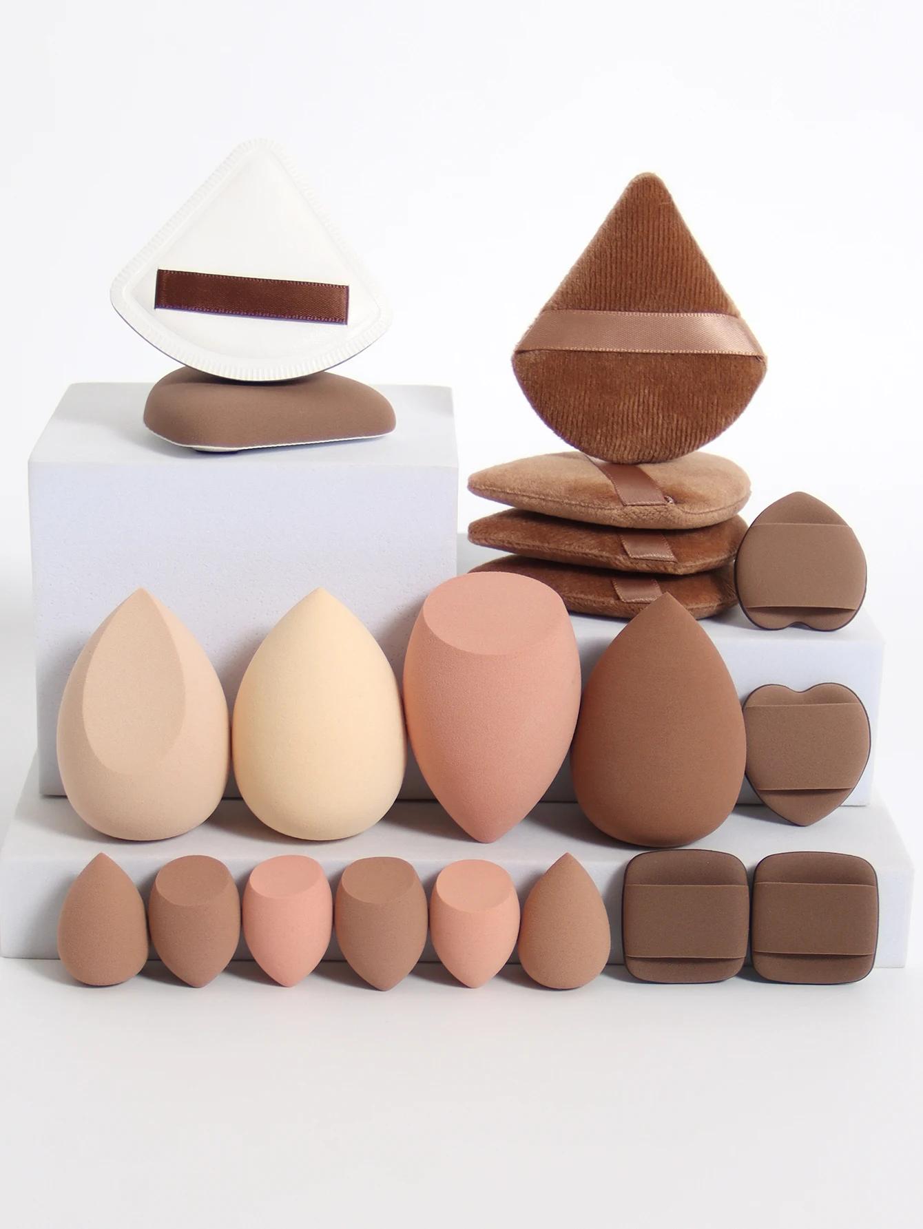 Ensemble d'éponges de maquillage et de bouffantes de maquillage roses, 20 pièces, adaptées à la crèm